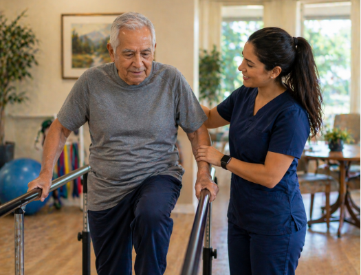 physical therapy session short-term recovery convalescent home Pasadena