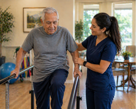 physical therapy session short-term recovery convalescent home Pasadena